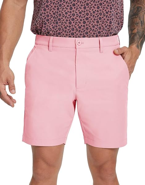 M MAELREG Men's Golf Shorts with 8 Pockets 7" Inseam Water Resistant Quick Dry Flat Front Dress Shorts for Casual Work Travel