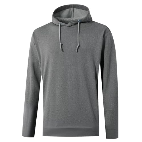 M MAELREG Mens Hoodies Pullover Performance Drawstring Hoodies For Men Polyster Fashion Golf Pullover Sweatshirts Grey Melange