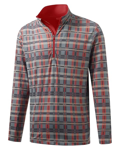 M MAELREG Quarter Zip Golf Pullover Men Dry Fit Long Sleeve Performance Wicking 1/4 Zip Full Print Pullover Mens Sweatshirt