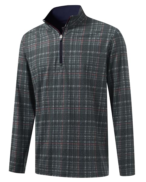 M MAELREG Quarter Zip Golf Pullover Men Dry Fit Long Sleeve Performance Wicking 1/4 Zip Full Print Pullover Mens Sweatshirt