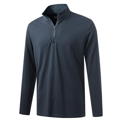 M MAELREG Quarter Zip Pullover Men Jacquard Dry Fit Moisture Wicking Long Sleeve Golf Casual Stretch Sweatshirts For Men