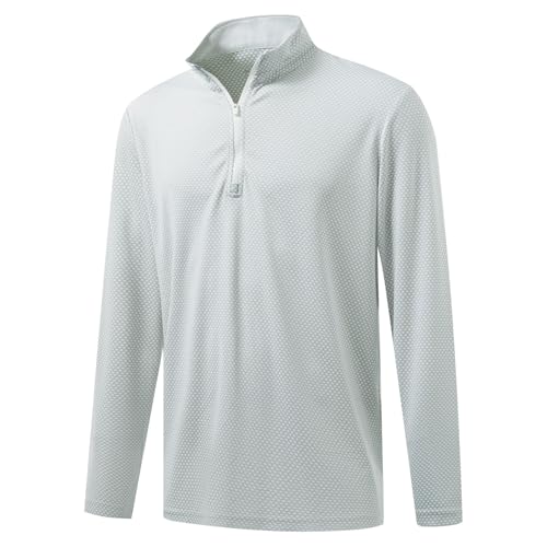 M MAELREG Quarter Zip Pullover Men Jacquard Dry Fit Moisture Wicking Long Sleeve Golf Casual Stretch Sweatshirts For Men