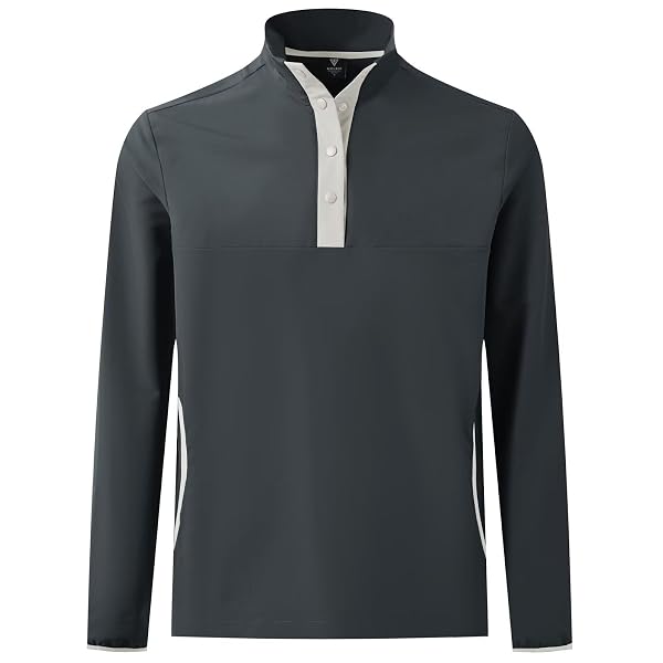 M MAELREG Mens Half Button Golf Pullover for Men with Pockets Mock Neck Sports Dry Fit Lightweight Long Sleeve Mens Pullover