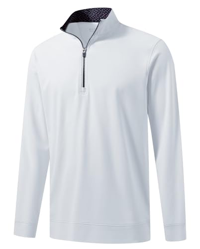 M MAELREG Men's Quarter Zip Pullover Lightweight Mock Neck Long Sleeve Midlayer Athletic Golf Half Zip Sweatshirt for Men
