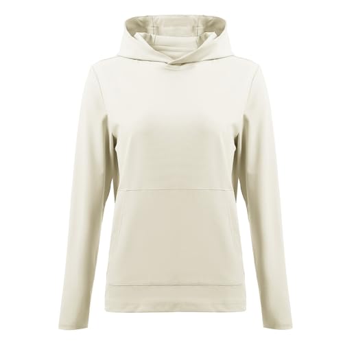 M MAELRE Hoodies for Women Golf Soft Long Sleeve Sweatshirts Plain Dry Fit Fall & Winter Midlayer Womens Hoodies Pullover Cream Medium