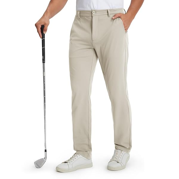 M MAELREG Golf Mens Stretch Pants with Pockets - 30"/32"/34" Quick Dry Lightweight Casual Comfy Work Mens Dress Pants