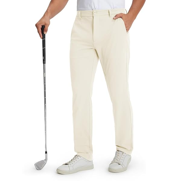 M MAELREG Golf Mens Stretch Pants with Pockets - 30"/32"/34" Quick Dry Lightweight Casual Comfy Work Mens Dress Pants