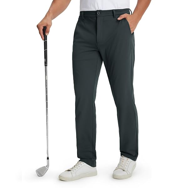M MAELREG Golf Mens Stretch Pants with Pockets - 30"/32"/34" Quick Dry Lightweight Casual Comfy Work Mens Dress Pants
