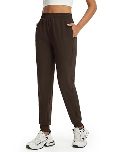M MAELREG Joggers for Women Sweatpants with Deep Pockets, Stretchy Yoga Pants for Womens Golf, Casual, Athletic, Work, Travel Coffee Brown Large