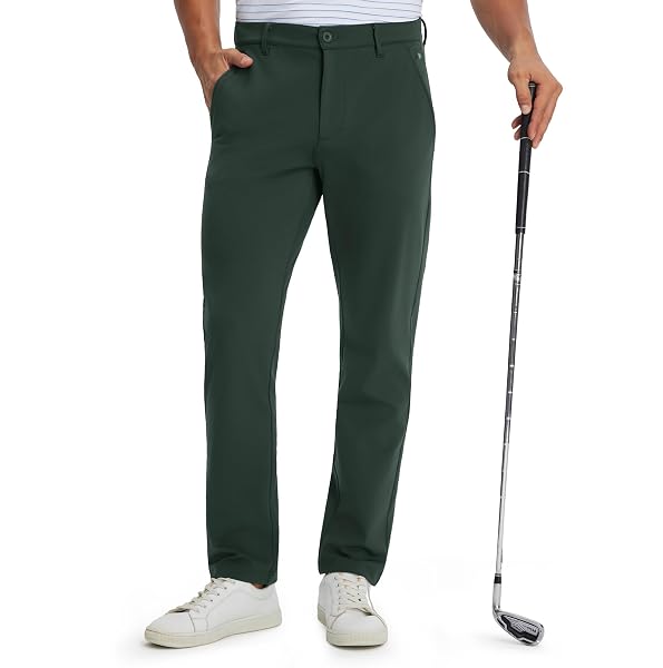 M MAELREG Fleece Lined Mens Golf Pants Cold Weather Winter Warm-up Thermal Insulated Stretch Slim Fit Dress Pant