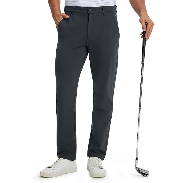M MAELREG Fleece Lined Mens Golf Pants Cold Weather Winter Warm-up Thermal Insulated Stretch Slim Fit Dress Pant