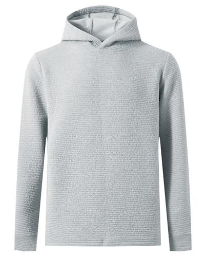 M MAELREG Hoodies for Men Texture Solid Color Sweatshirts Athletic Golf Midlayer Mens Hoodies Pullover Shirt with Pocket Light Grey Heather Large