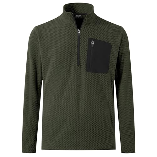 M MAELREG Quarter Zip Pullover Men Midweight Dry Fit Winter Warm Stretchy Golf 1/4 Zip Pullover Mens Sweatshirt with Pocket Forest Green XX-Large