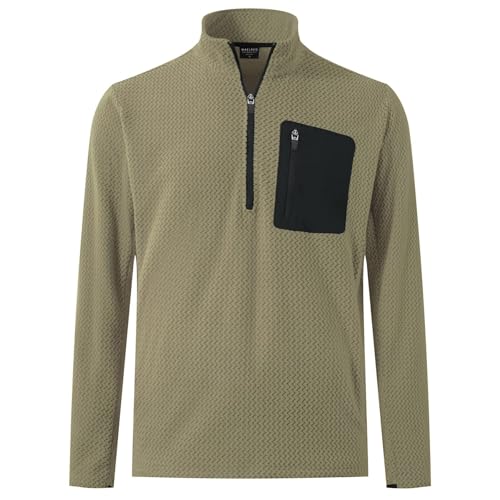 M MAELREG Quarter Zip Pullover Men Midweight Dry Fit Winter Warm Stretchy Golf 1/4 Zip Pullover Mens Sweatshirt with Pocket Desert Yellow Medium
