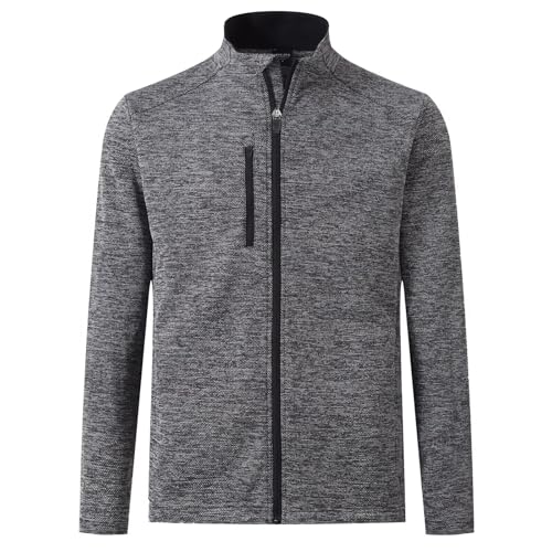 M MAELREG Mens Winter Jacket Performance Thermal Stand Collar Full Zip Textured Insulated Casual Jacket with 5 Pockets Black Heather XX-Large