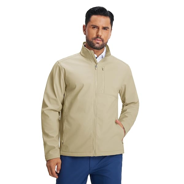 M MAELREG Men's Lightweight Softshell Jacket Fleece Lined Water Resistant Golf Windbreaker Winter Outdoor Hiking Warm Jacket