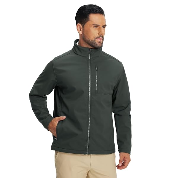 M MAELREG Men's Lightweight Softshell Jacket Fleece Lined Water Resistant Golf Windbreaker Winter Outdoor Hiking Warm Jacket