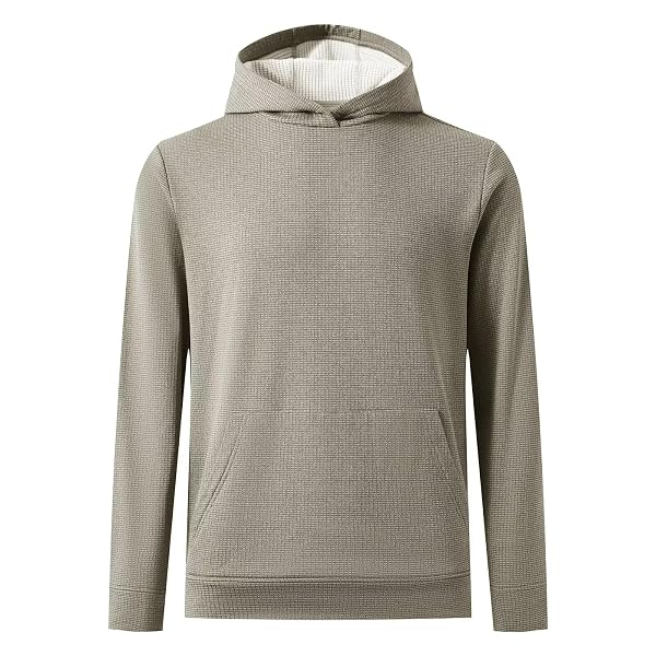 M MAELREG Mens Hoodies Pullover Fleece Warm Lightweight Grid Texture Athletic Golf Hooded Sweatshirt with Kangaroo Pocket