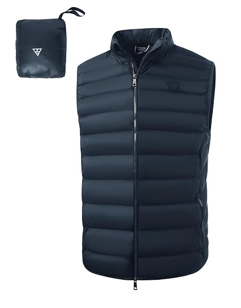 M MAELREG Mens Puffer Vest Lightweight Packable Windproof Insulated Outerwear Warm Winter Zip Pocket Golf Sleeveless Jacket