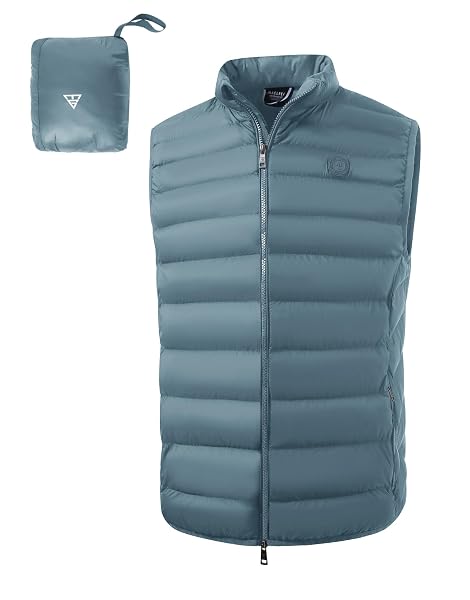 M MAELREG Mens Puffer Vest Lightweight Packable Windproof Insulated Outerwear Warm Winter Zip Pocket Golf Sleeveless Jacket