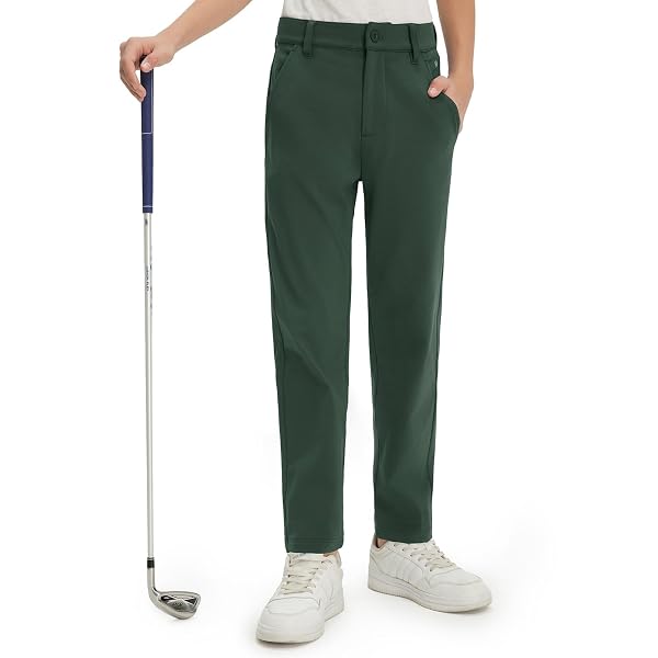 M MAELREG Young Golf Boys Uniform Pants Casual Stretch Water-Resistant Winter Fleece Kids Toddler Boy Pants with Pockets
