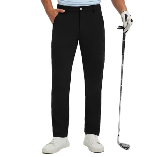 M MAELREG Golf Pants Men Classic Fit 30"/32"/34" Lightweight 5 Pockets Casual Trousers Moisture Wicking Mens Dress Pants Black 36W x 34L