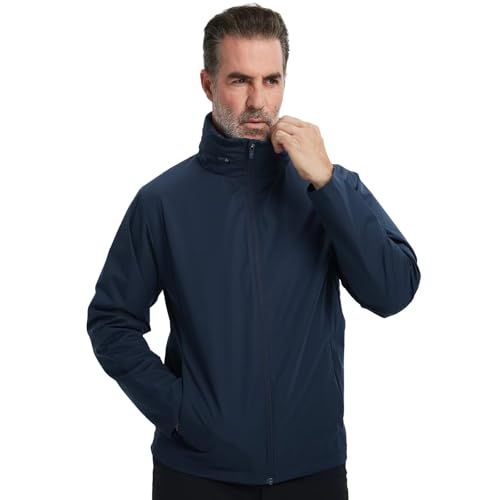 M MAELREG Mens Lightweight Jackets Water Resistant Windbreaker Packable Hooded Golf Jacket Men for Running Hiking Navy Large