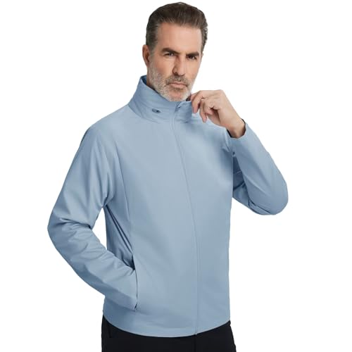 M MAELREG Mens Lightweight Jackets Water Resistant Windbreaker Packable Hooded Golf Jacket Men for Running Hiking Slate Blue Medium
