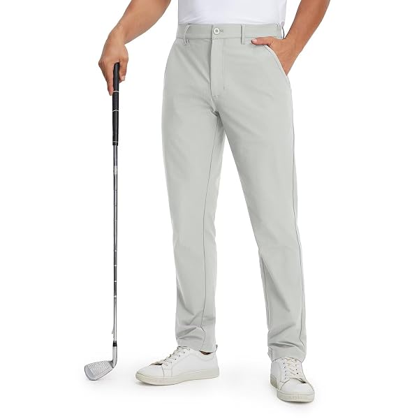 M MAELREG Mens Golf Pants Stretch 30"/32"/34" Flat Front Quick Dry Lightweight Water Repellent Work Dress Casual Trousers