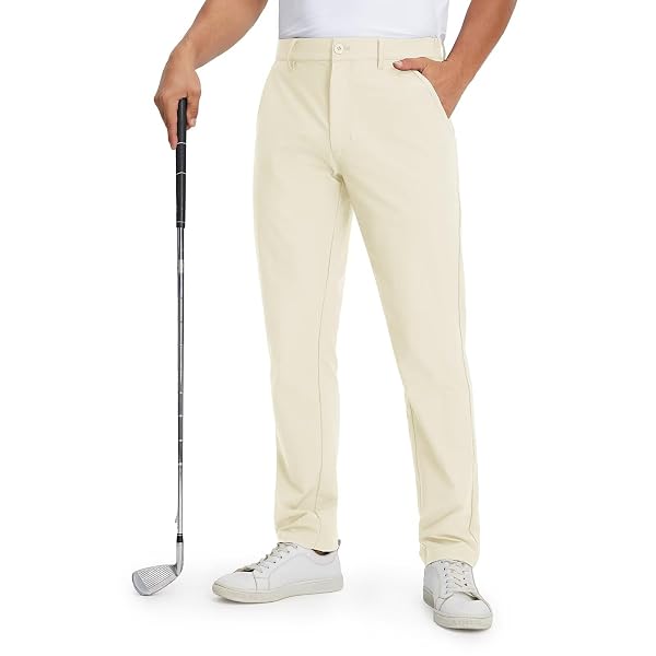 M MAELREG Mens Golf Pants Stretch 30"/32"/34" Flat Front Quick Dry Lightweight Water Repellent Work Dress Casual Trousers