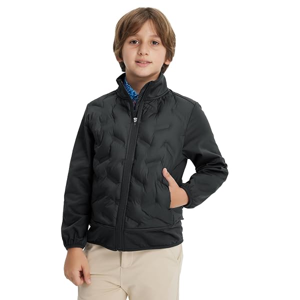 M MAELREG Boys Winter Jacket Lightweight Performance Windproof Collar Full Zip Casual Youth Puffer Jacket with Pockets