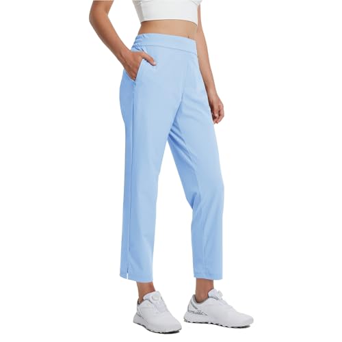 M MAELREG Womens Golf Pants with Zipper Pockets Stretch Quick Dry Casual Work Active Ankle Travel Pants for Women Light Blue