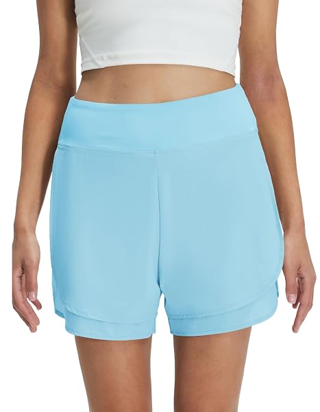 M MAELREG Women's 2 in 1 Golf Shorts 4" Inseam, High Waisted Tennis Running Athletic Spandex Underneath Liner 3 Pockets