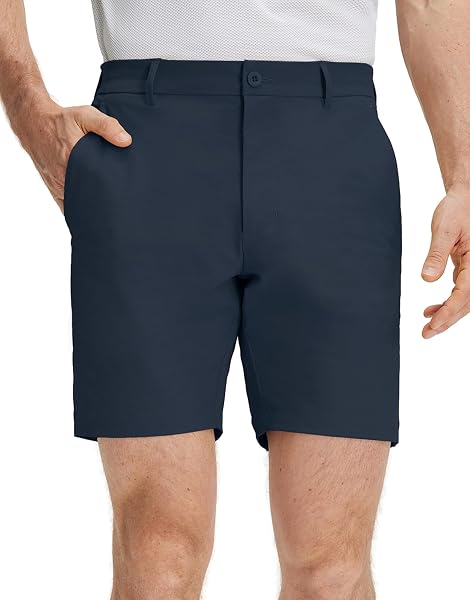 M MAELREG Golf Shorts Men 7 Inch 5 Pockets Cotton Blend Water-Resistant Flat Front Flex Solid Casual Mens Dress Shorts