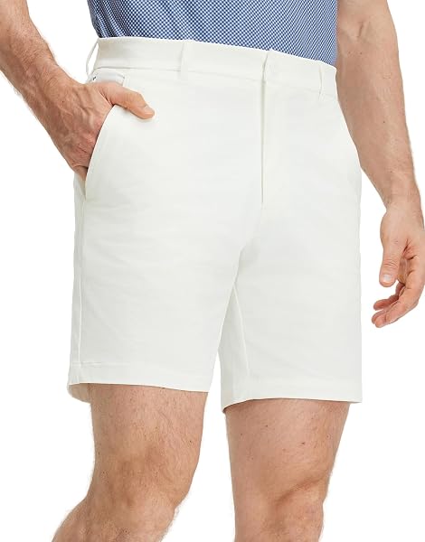 M MAELREG Golf Shorts Men 7 Inch 5 Pockets Cotton Blend Water-Resistant Flat Front Flex Solid Casual Mens Dress Shorts