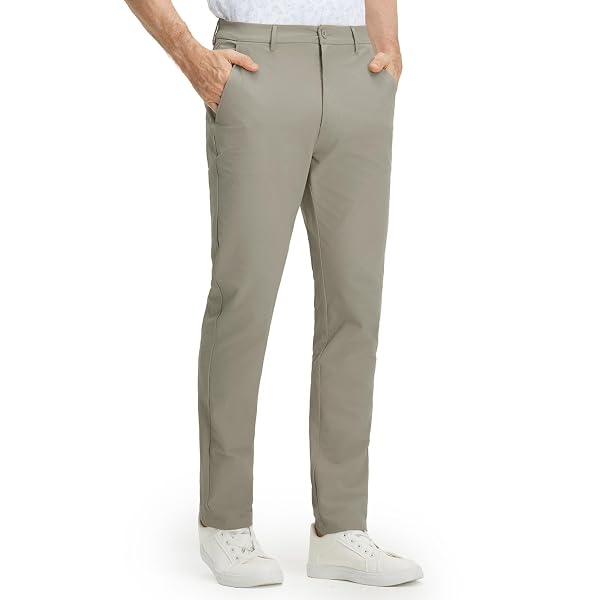 M MAELREG Men’s Stretch Cotton Blend Golf Pants – 5 Pocket Casual Dress Work Lightweight Slim Fit Mens Pant