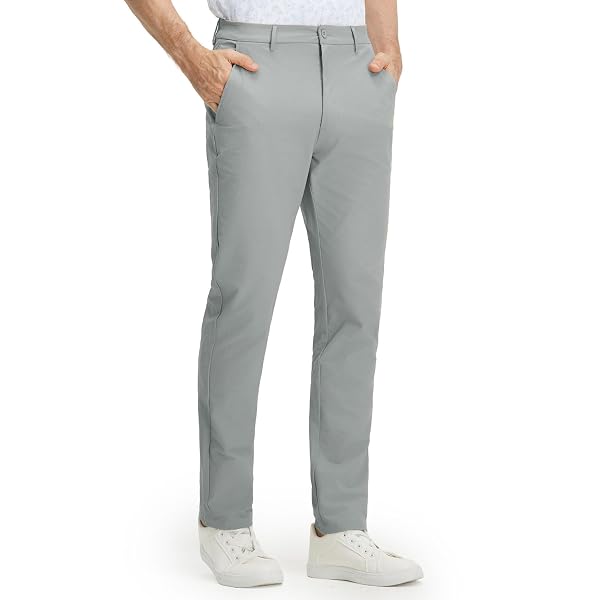 M MAELREG Men’s Stretch Cotton Blend Golf Pants – 5 Pocket Casual Dress Work Lightweight Slim Fit Mens Pant Rose Dust