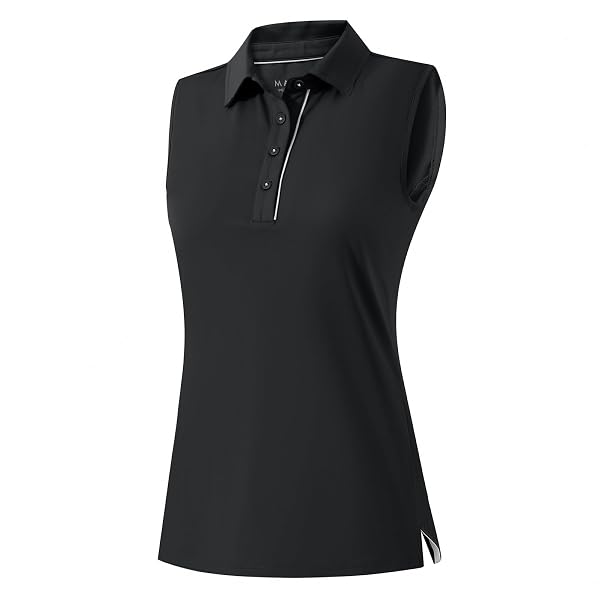 M MAELREG Women's Golf Polo Shirts Sleeveless 4 Buttons with Collar Tennis Tops Pickleball Shirts UV Protection Quick Dry