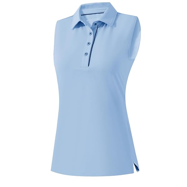 M MAELREG Women's Golf Polo Shirts Sleeveless 4 Buttons with Collar Tennis Tops Pickleball Shirts UV Protection Quick Dry