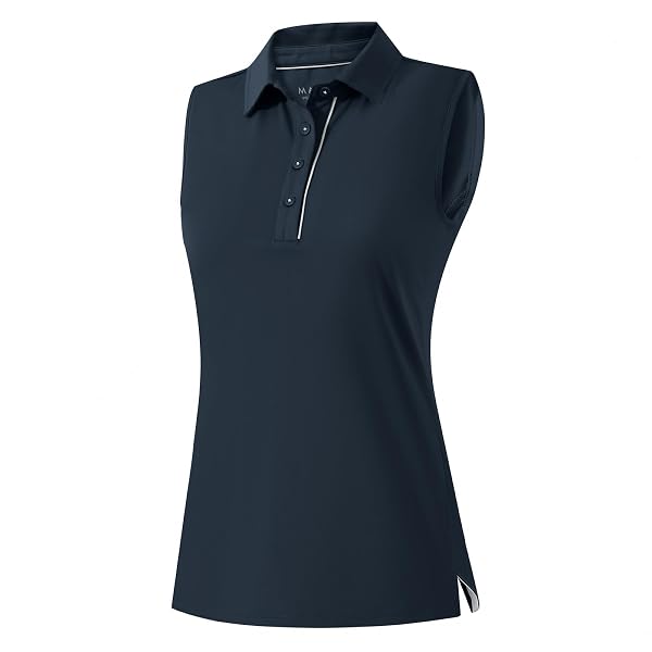 M MAELREG Women's Golf Polo Shirts Sleeveless 4 Buttons with Collar Tennis Tops Pickleball Shirts UV Protection Quick Dry