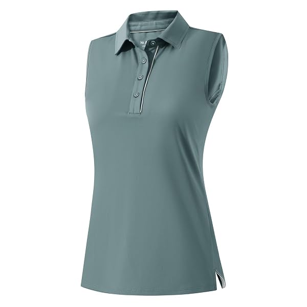 M MAELREG Women's Golf Polo Shirts Sleeveless 4 Buttons with Collar Tennis Tops Pickleball Shirts UV Protection Quick Dry