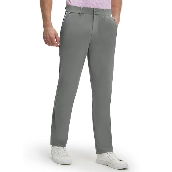 M MAELREG Golf Pants Men Lightweight Quick Dry Slacks 30"/32"/34" Stretch Dress Pants Pocket Casual Travel Business Iron Gray