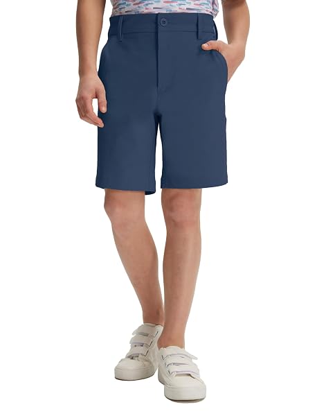 M MAELREG Boys Golf Shorts 7" Stretch Lightweight Flat Front Breathable Chino Water-Resistant Dry Fit Boys Athletic Shorts