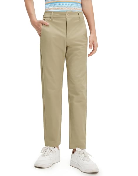 M MAELREG Boys Golf Pants Stretch Flat Front Dress Athletic Casual Youth Golf Pants School Uniform Pants with Mesh Pockets