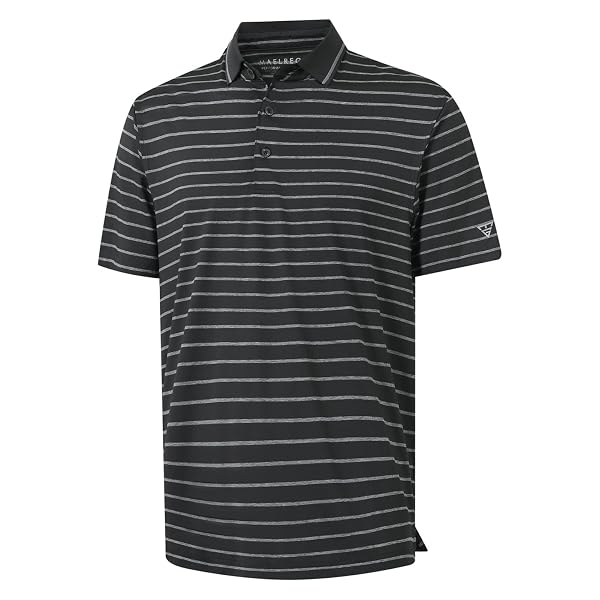 M MAELREG Mens Golf Shirt Short Sleeve Dry Fit Striped Collared Casual Work Performance Moisture Wicking Polo Shirts for Men