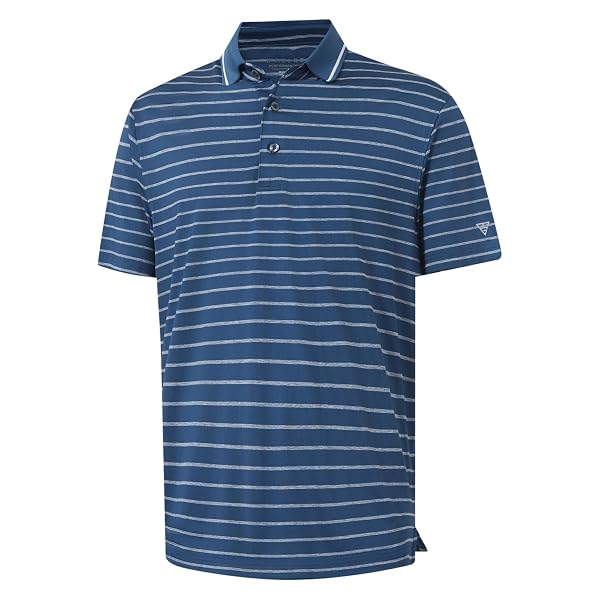 M MAELREG Mens Golf Shirt Short Sleeve Dry Fit Striped Collared Casual Work Performance Moisture Wicking Polo Shirts for Men