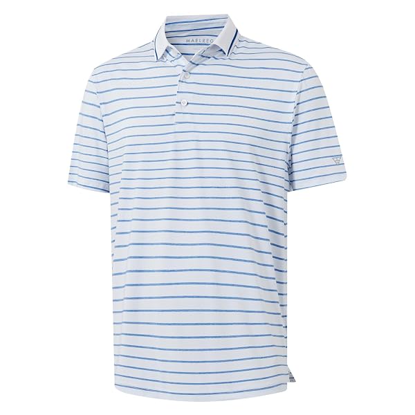 M MAELREG Mens Golf Shirt Short Sleeve Dry Fit Striped Collared Casual Work Performance Moisture Wicking Polo Shirts for Men
