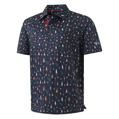 M MAELREG Boys Polo Shirts Funny Print Stretch Lightweight Short Sleeve Casual Collared Golf Shirts for Boys with 3 Button
