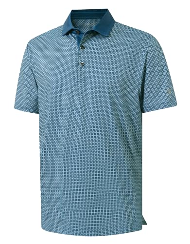 M MAELREG Golf Shirts for Men Short Sleeve Print Patterns Moisture Wicking Performance Lightweight Collared Mens Polo Shirts