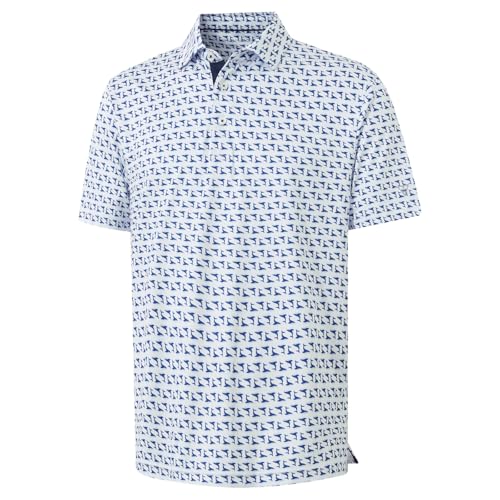 M MAELREG Mens Golf Shirt Print Performance Moisture Wicking Dry Fit Short Sleeve Casual Collared Polo Shirts for Men
